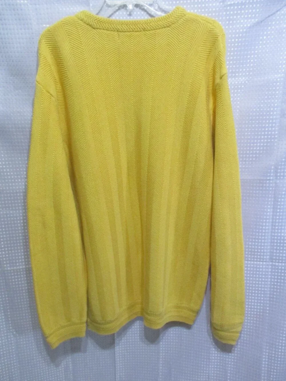 1990's Chaps Golden Yellow Herringbone Pull Over Long Sleeved Sweater  Sz. XL